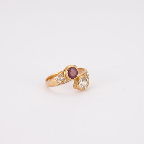 Bague 51 Bague Toi & Moi Diamant Rubis 58 Facettes