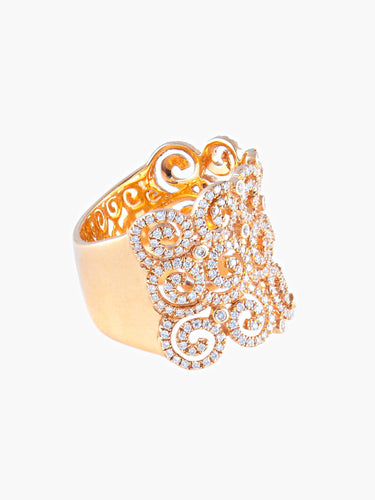 Bague 52 Bague large Diamants Or jaune 58 Facettes