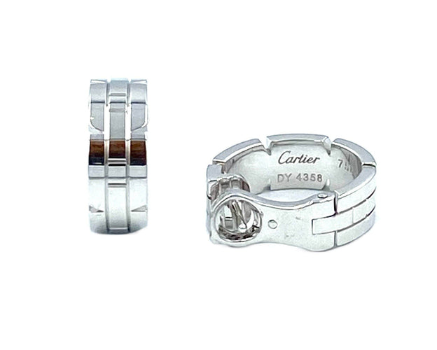 Boucles d'oreilles Cartier. Collection Tank Française, Boucles d'oreilles or blanc 58 Facettes