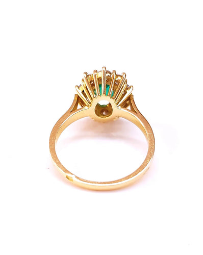 Bague 52.5 Bague marguerite, émeraude et diamants 58 Facettes Fil/Em