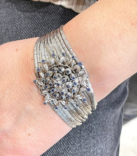 Bracelet Bracelet vintage en or blanc, saphirs 58 Facettes