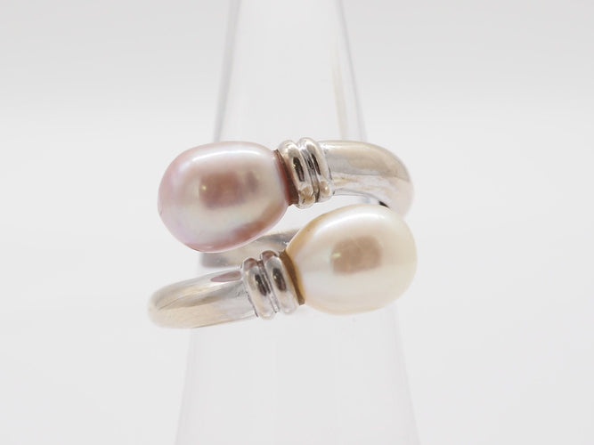 Bague 52 Bague Toi et moi or blanc et perle 58 Facettes