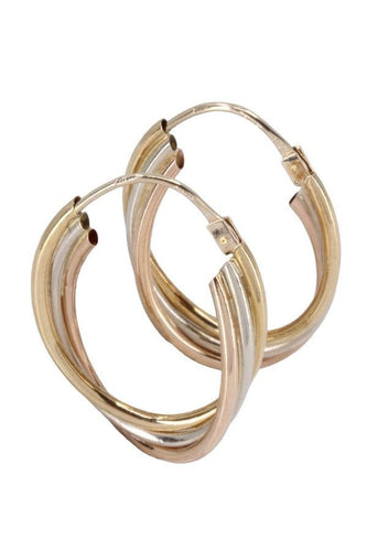 Boucles d'oreilles Créoles torsadées 3 Ors 58 Facettes 079571