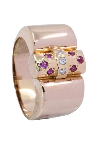 Bague 61 BAGUE TANK RUBIS ET DIAMANTS 58 Facettes 057931