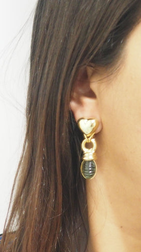 Boucles d'oreilles 4.5cm Boucles d'oreilles en or jaune et tourmalines 58 Facettes 32263