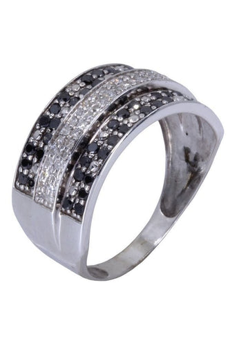 Bague 60 BAGUE MODERNE DIAMANTS NOIRS ET BLANCS 58 Facettes 071301