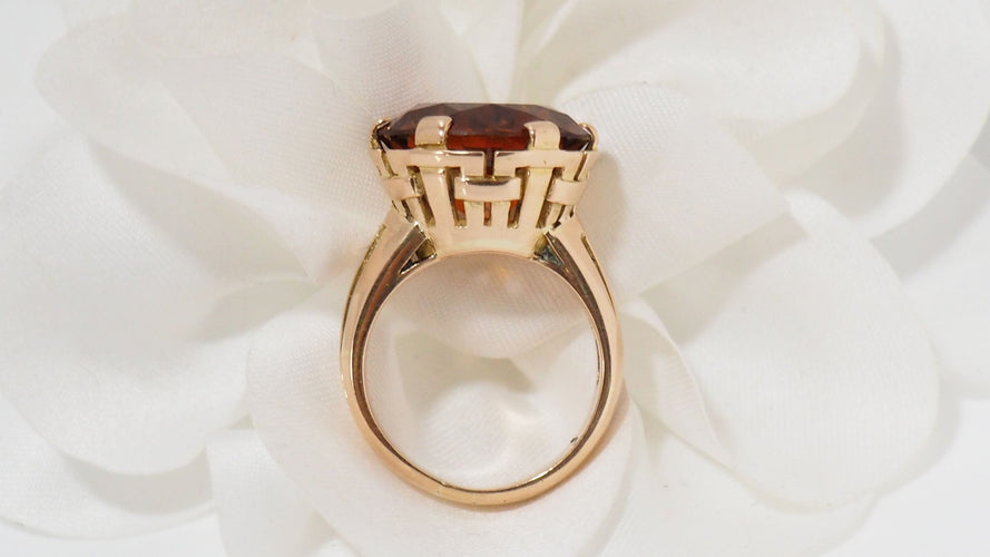 Bague Bague vintage or rose et saphir orange 58 Facettes 31806