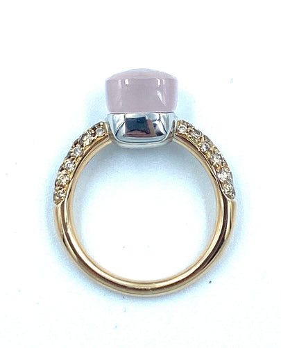 Bague POMELLATO - bague Nudo , quartz rose, diamants bruns 58 Facettes