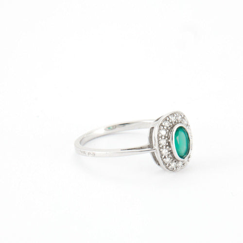 Bague Bague en Argent & Agate Verte 58 Facettes