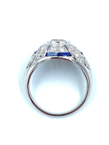 Bague Bague Art-Deco, diamants et saphirs calibrés 58 Facettes