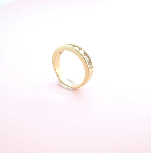 Bague 54 Demi Alliance Diamants 0,70 carat Or Jaune 58 Facettes AA 1612