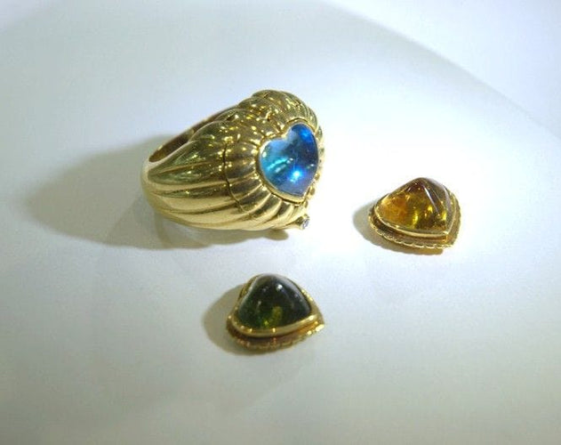 Bague bague Coeur Péridot Citrine Topaze interchangeable 58 Facettes