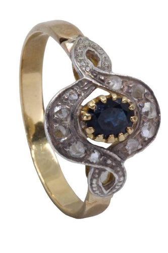 Bague 65 Bague Margueritte Art Nouveau, saphir et diamants 58 Facettes 061951