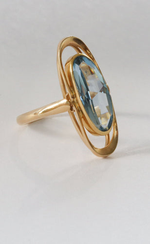 Bague 57 Bague vintage en or 14 carats avec spinelle synthétique 58 Facettes