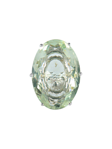 Bague Bague Or Blanc Prasiolite 58 Facettes