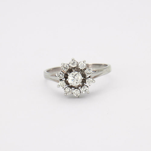 Bague Bague Fleur en Or Gris, Diamants 58 Facettes LOT 2840