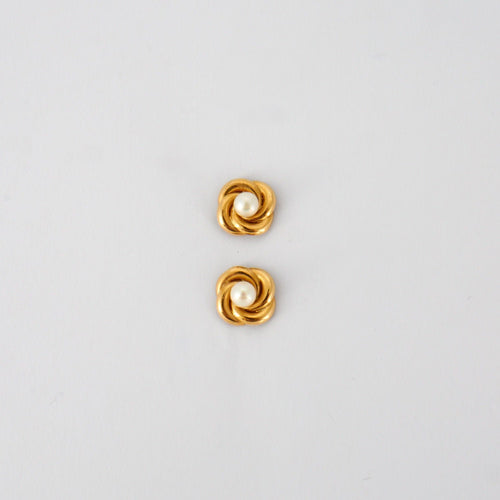 Boucles d'oreilles Boucles d'oreilles vintage, or jaune et perles 58 Facettes