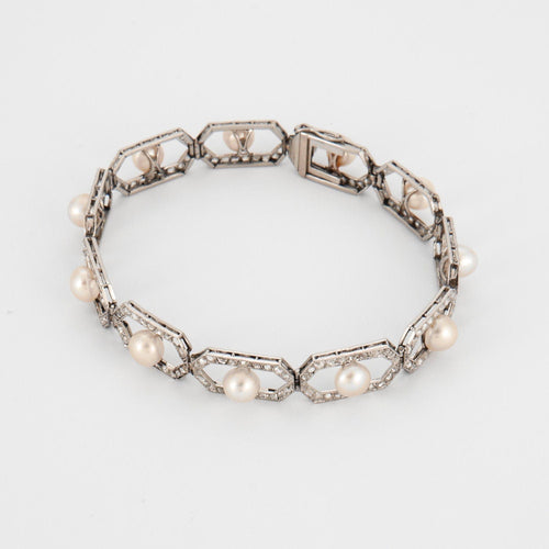 Bracelet Bracelet Art Déco Diamants Perles 58 Facettes