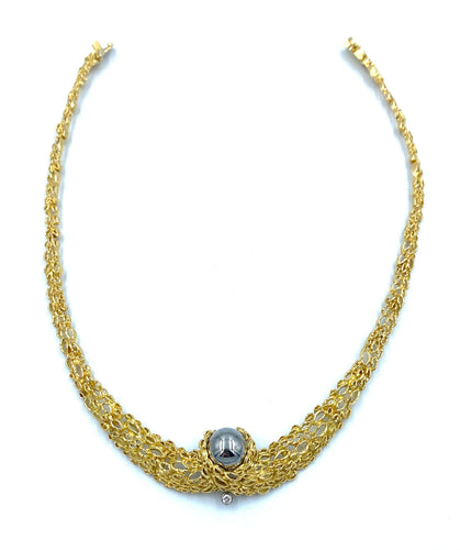 Collier GILBERT ALBERT. Collier or jaune, diamant et billes interchangeables 58 Facettes