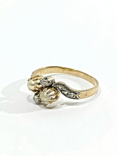 Bague 52.5 Bague Toi Et Moi Or Diamants Et Perles 58 Facettes 2308/1