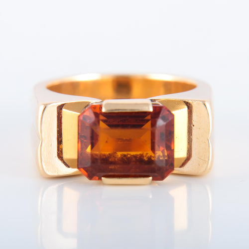 Bague 48 Bague tank Art Déco citrine de Madère 58 Facettes