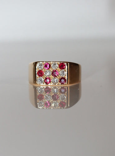 Bague 56 Bague Chevalière Rubis Diamants 58 Facettes 541