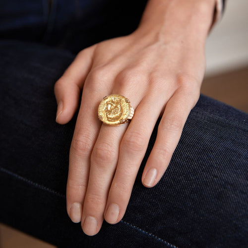 Bague 57 Bague en or, Pièce Napoléon 20 Francs 58 Facettes