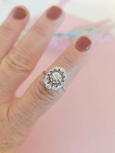 Bague 57 Bague Ancienne Diamants Or Blanc et Platine 58 Facettes AB 1075