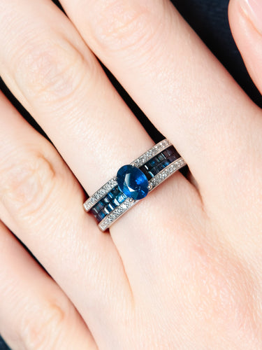 Bague 52 Bague Jarretière Saphirs et Diamants 58 Facettes