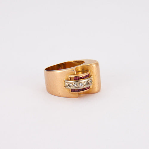 Bague 48 Bague Tank Diamants Rubis 58 Facettes