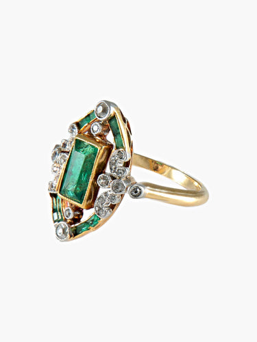 Bague Bague Ancienne Emeraudes Diamants 58 Facettes