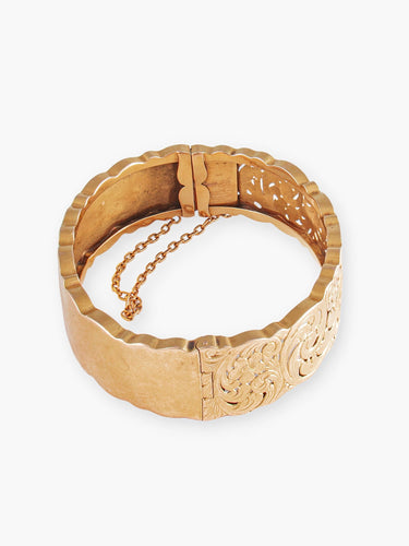 Bracelet Bracelet Rigide Ajouré, Décor Fleurs & Feuillages, Or Jaune, Fin XIXe Siècle 58 Facettes