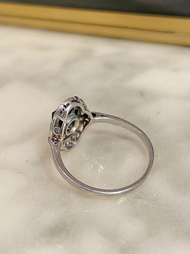 Bague 54 Bague Art Déco Platine Onyx Diamants 58 Facettes