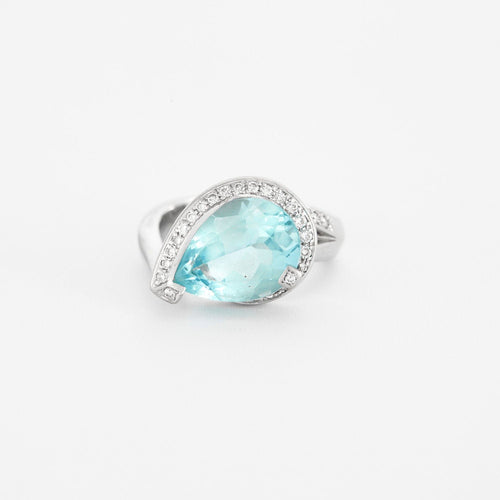 Bague 51.5 Bague Or gris Topaze poire Diamants 58 Facettes 230272