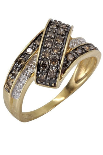 BAGUE MODERNE DIAMANTS CHAMPAGNE ET BLANCS 58 Facettes 060431