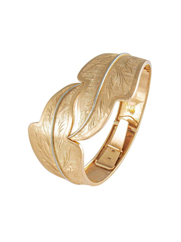 Bracelet Bracelet Rigide, Grandes Feuilles, Or Jaune 58 Facettes