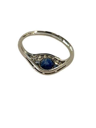 Bague 50 Bague Art Déco Platine Saphirs  Diamants 58 Facettes