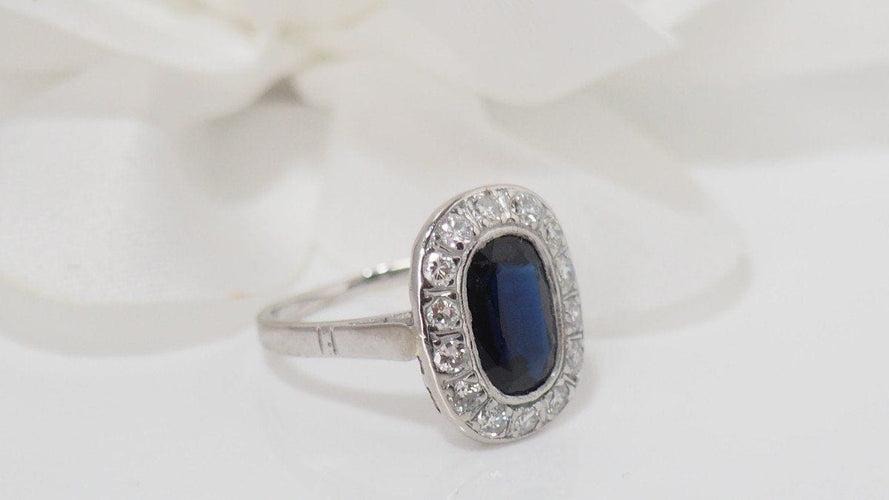 Bague 50 Bague Art Déco en Platine, Saphir & Diamants 58 Facettes 31741