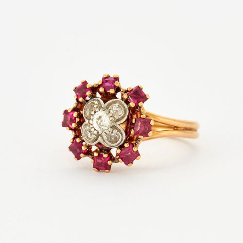 Bague 50 Bague Fleur Rubis Diamants 58 Facettes 230371