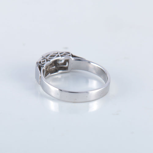 Bague 54 Bague ancienne diamant or blanc 58 Facettes