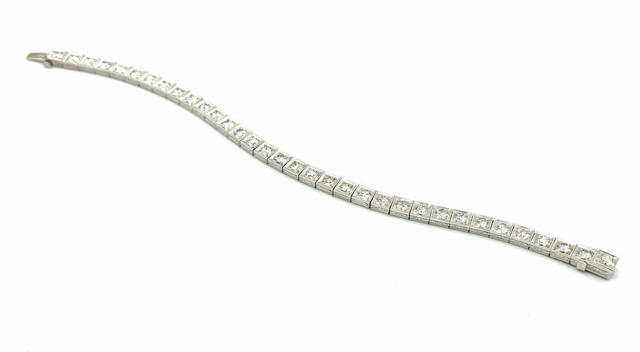 Bracelet Bracelet Art Déco or platine et diamants 58 Facettes