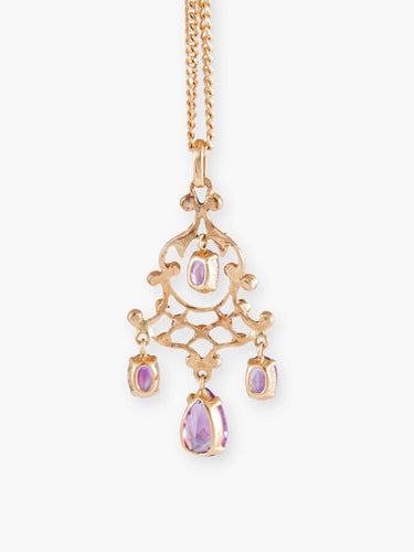 Collier Collier Or Jaune, Pendentif Girandole Améthystes 58 Facettes