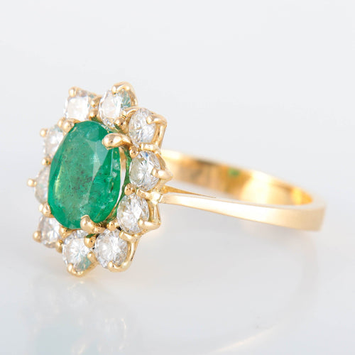 Bague Bague Marguerite Emeraude et diamants 58 Facettes 8392