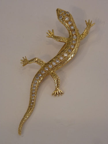 Broche Broche Lézard, Or Jaune & Diamant 58 Facettes