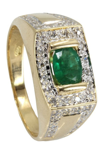 Bague BAGUE MODERNE ÉMERAUDE ET DIAMANTS 58 Facettes 050111