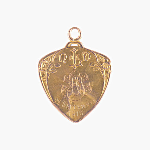 Pendentif Médaille-Pendentif Art Nouveau en or jaune 58 Facettes 442