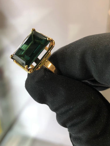 Bague Bague tourmaline verte en or jaune 58 Facettes