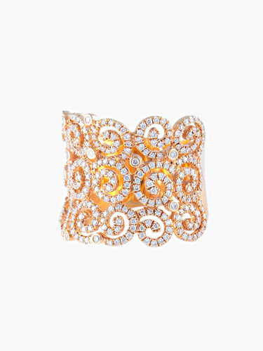 Bague 52 Bague large Diamants Or jaune 58 Facettes