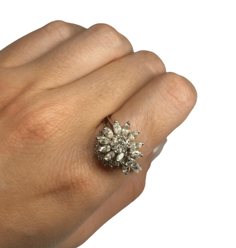 Bague 61 BAGUE OR BLANC DIAMANTS 58 Facettes