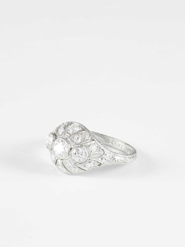 Bague 56 Bague Dôme Platine Diamants 58 Facettes